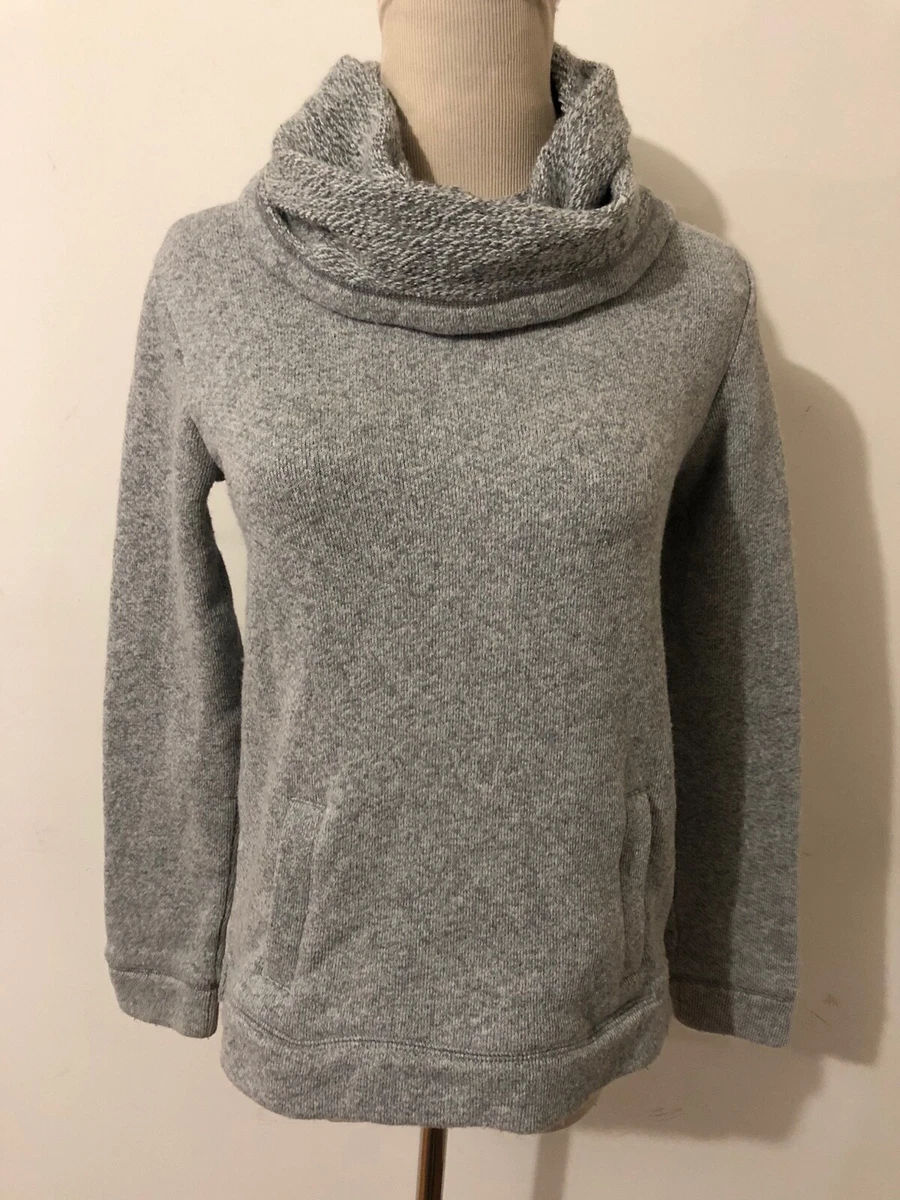 J.CREW Cowl Turtleneck Sweatshirt Sweater Cotton Wool Blend Gray Heather Size XS