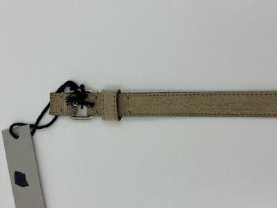 DAMIR DOMA SILENT Skinny Beige Leather Belt Clincher Silver  display picture 3
