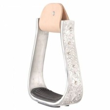 Tough1 Engraved Aluminum Stirrups with Crystals