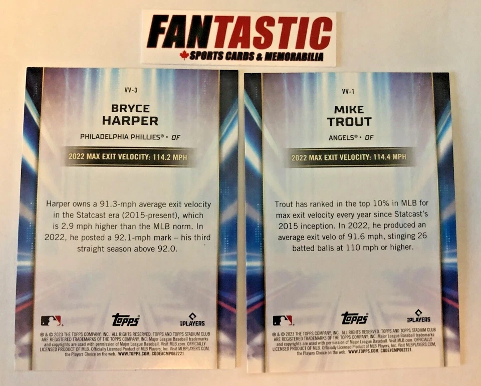 2023 Topps Stadium Club VIRTUOSOS of VELOCITY Insert Card YOU PICK - Image 2 of 2