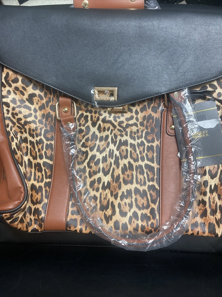 BADGLEY MISCHKA LEOPARD PRINT TRAVEL TOTE WEEKENDER BAG eBay