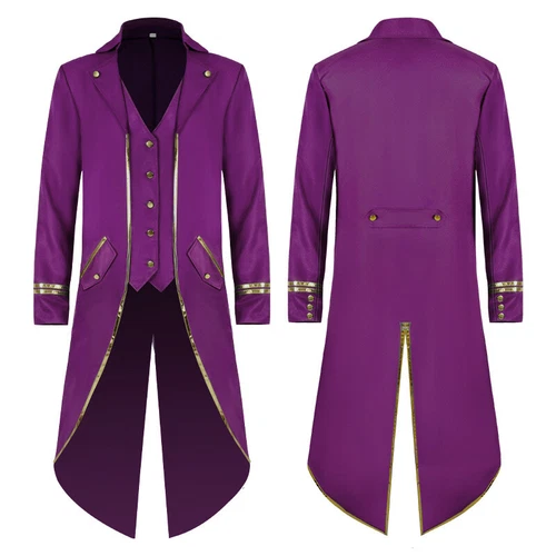 Para hombres Chaqueta Gótica Esmoquin Steampunk Abrigo Largo Halloween Medieval Disfraz Vestido - Imagen 22 de 23