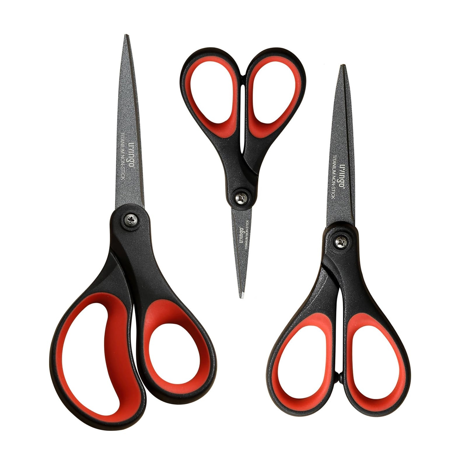 LIVINGO 3 Pack Titanium Scissors All Purpose - Non Stick Stainless Steel Shar...