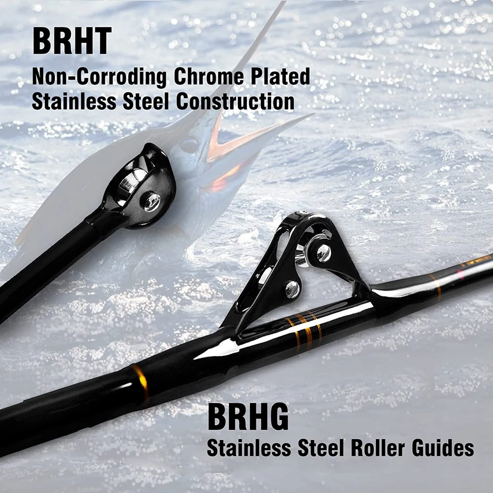 Caña de arrastre de agua salada en alta mar bote grande bote con ruedas caña de pescar pesada 1 pieza 2 piezas Foto 3 de 4