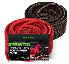 Gearit 8 Gauge Wire (50Ft Each- Black/Red Translucent) Copper Clad Aluminum CCA