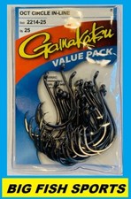 GAMAKATSU 2214 OCTOPUS CIRCLE INLINE POINT HOOK 25 HOOKS NEW PICK YOUR SIZE