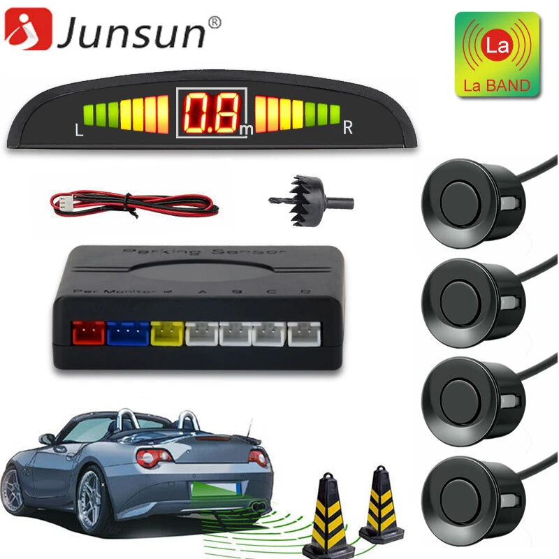 Car Auto Backup Reverse Rear Radar System Alert Alarm Kit 4 Parking Sensors LED - Image 2 of 4