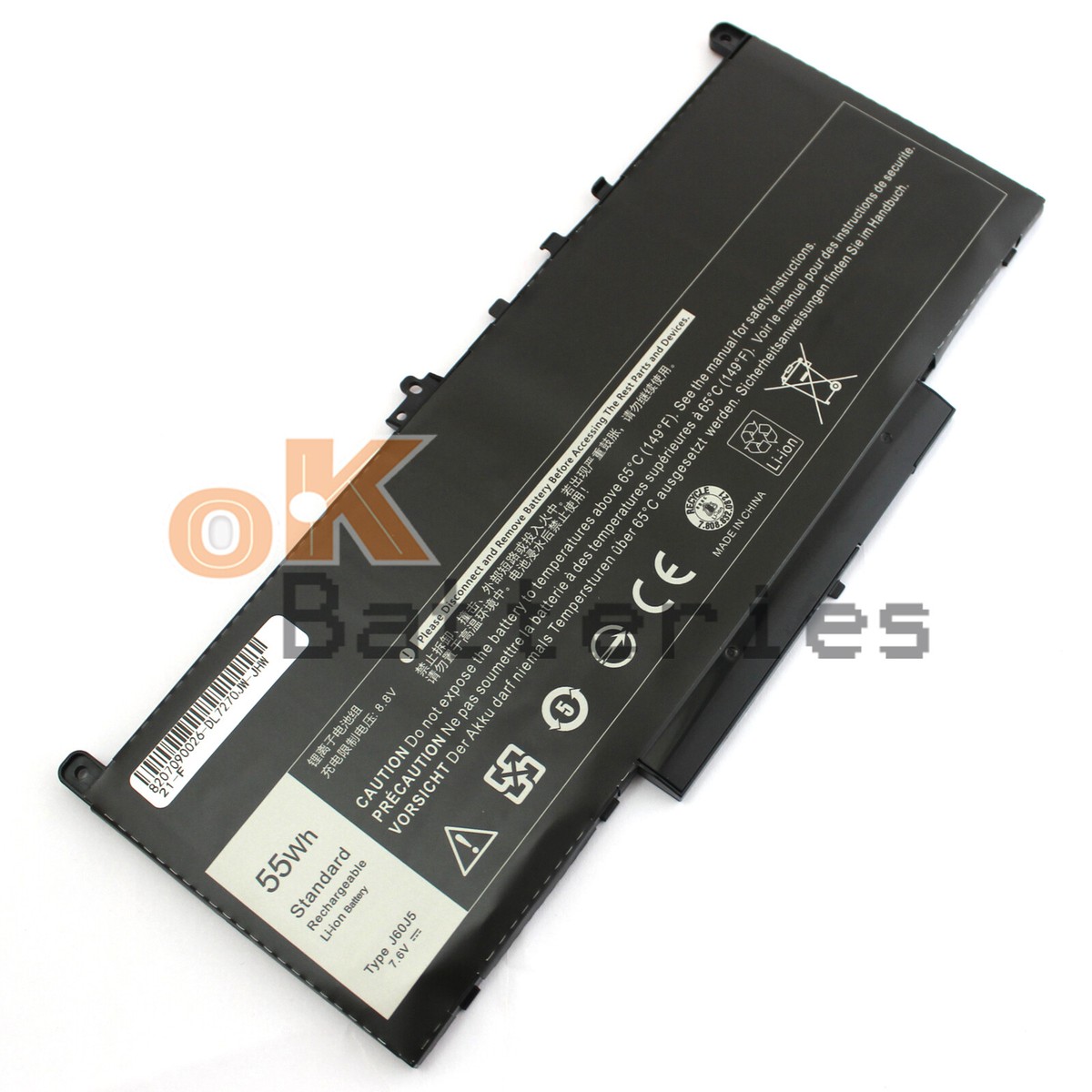 55WH J60J5 Laptop Battery Replacement For Dell Latitude E7270