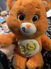 Care Bears Friend Bear  2021 Basic Fun Plush 2021 Super Soft Orange Flower