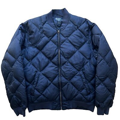 Vintage Polo Ralph Lauren Quilted Bomber Large Blue 90s Vintage Polo Ralph Lauren Quilted Bomber Large Blue 90s