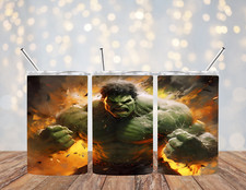 Handmade incredible Hulk 12oz Insulated Stainless Steel Tumbler With Lid And St