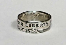 .999 SILVER  ROUND COIN RING sizes 4 -12 ANTIQUE FINISH