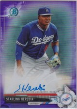 2017 Bowman Chrome Starling Heredia Los Angeles Dodgers Purple refractor auto