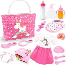 Baby Doll Accessories -Baby Doll Feeding and Caring Set with Diaper Bag Bottl...