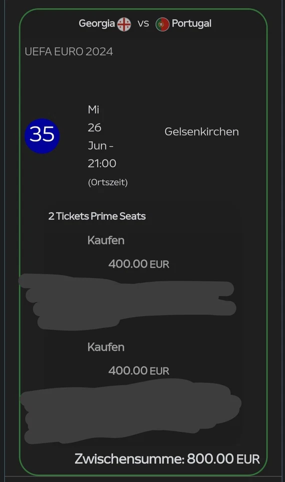 Portugal Georgien Tickets Prime Seats - Bild 1 von 1