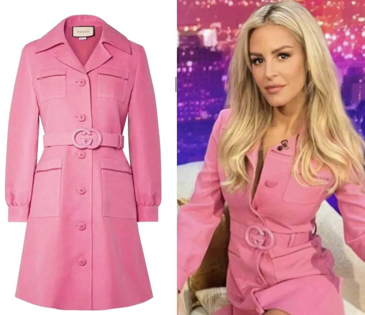 Manteau trench ceinturé rose 4K neuf Gucci 2017 38 40 42 2 4 6 veste logo GG haut S M