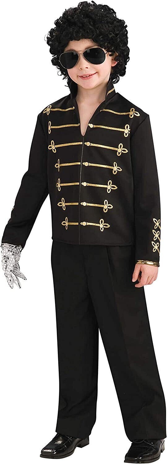 Official Rubie's Child's Michael Jackson Black MEDIUM Military Jacket