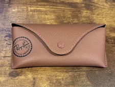 Vintage Ray-Ban Sunglasses by Luxottica CASE ONLY Faux Leather Brown Tan 6.25"