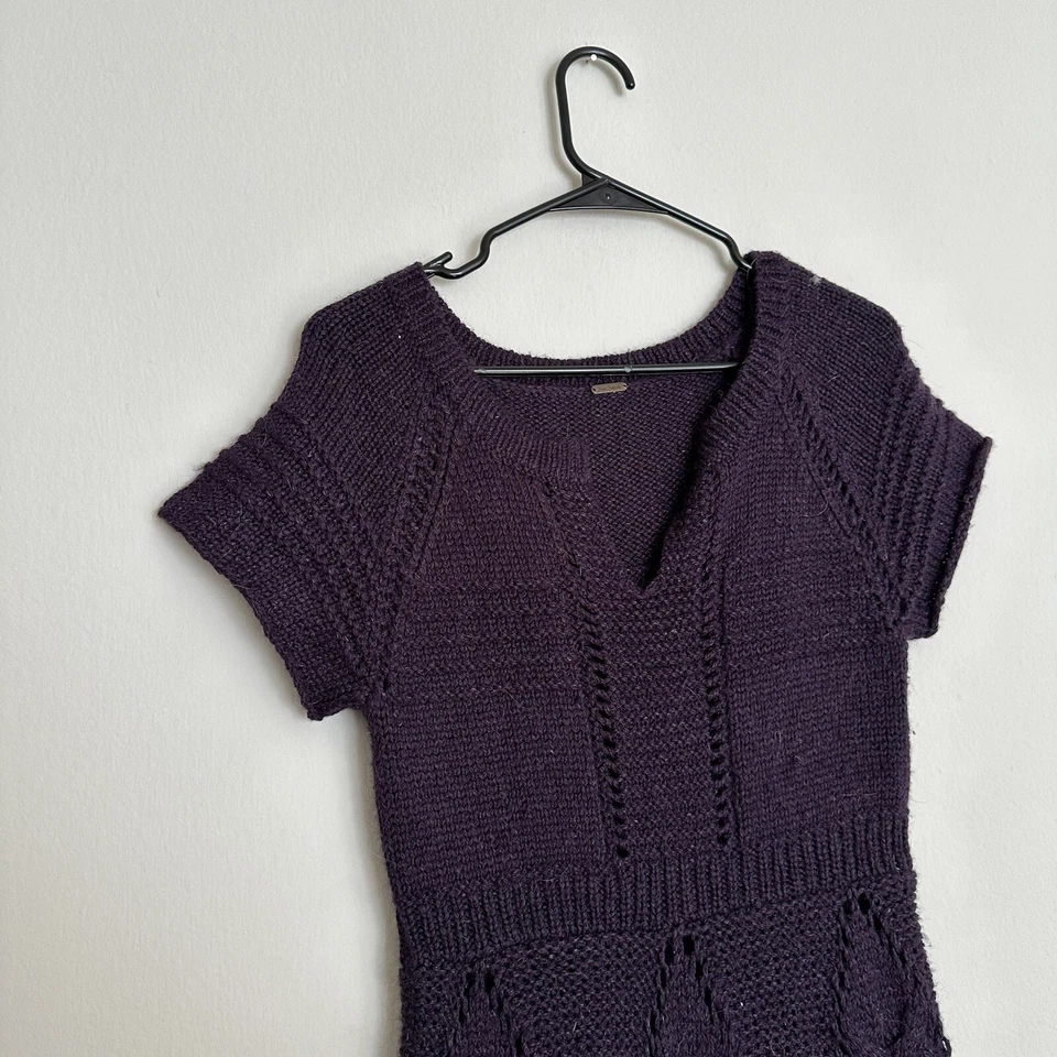 Vestido suéter morado Free People para mujer talla XS mezcla nórdica de lana suave Foto 4 de 4