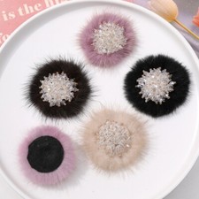 2pcs Furry Sweatshirt Crystal Flower Hair Accessories DIY Clothes Sewing