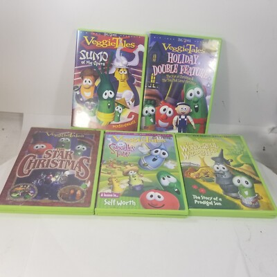 Veggie Tales DVD Lot of 6 Total Movies Star of Christmas Snoodle's