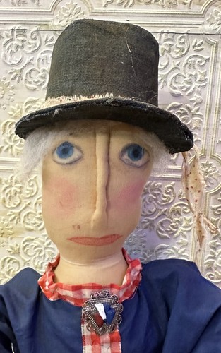 Uncle Sam Primitive Coffee Stained Handmade Doll 24" America Patriotic USA Flag - Picture 11 of 13