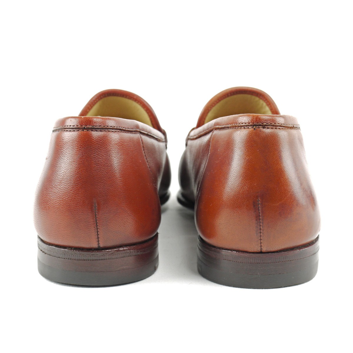 Worn 2x SANTONI Brown Buttery Leather Moc Toe Penny Loafers  display picture 2