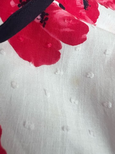 M&S Per Una Poppy Dress UK 18L Midi Cotton Aline Floral White Red/Pink Travel - Picture 10 of 14