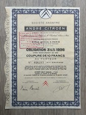 Akcje André Citroen SA 1965 Obligation Automobil Secure z kuponami