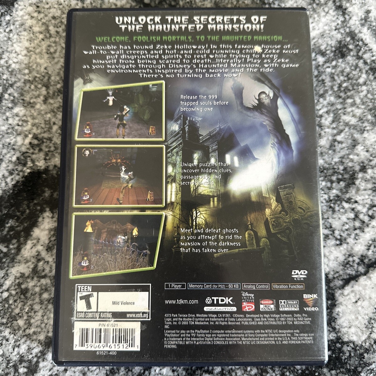 Disney's The Haunted Mansion (PlayStation 2, 2003) Game, Case