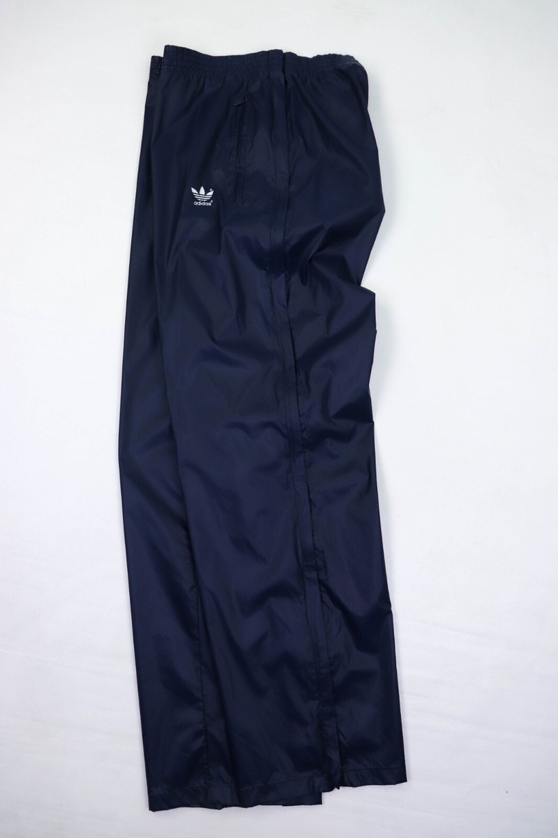 Adidas Vintage 80-90s Dark Blue Nylon Full Side Zip Track Pants