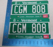 Vermont VT License Plate Tag 2000 00 Natural Sticker Pair Set CGM 808