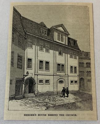 1886 small magazine engraving ~ JOHANN GOTTFRIED HERDER'S HOME, Weimar