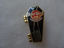 Hard Rock Cafe pin Singapore Hinged Halloween 2000 Coffin with Skeleton Inside