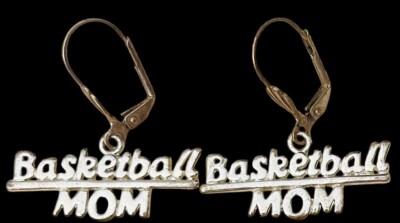 VTG  BASKETBALL MOM  EARRINGS DANGLE NOVELTY WRITTEN WORDS MARCH MADNESS NCAA