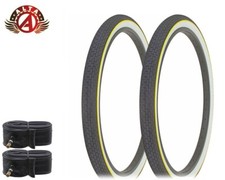 ALTA BICYCLE WIRE BEAD TIRES 26 x 2.125 WHITEWALL YEL LINE CLASSIC BRICK w/TUBES