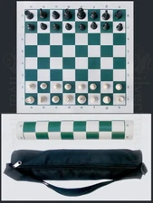 CHESS SET Foldable Portable Travel Folding Rollup Mat Board Pieces Bag Full Game
