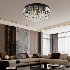 Modern Chandelier Crystal Ceiling Light Fixture Flush Mount LED Pendant Light