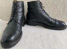 Antonio Maurizi Cap-Toe Pebble Grain St. Moritz Sole Ankle Boot EU 43.5 US 10.5