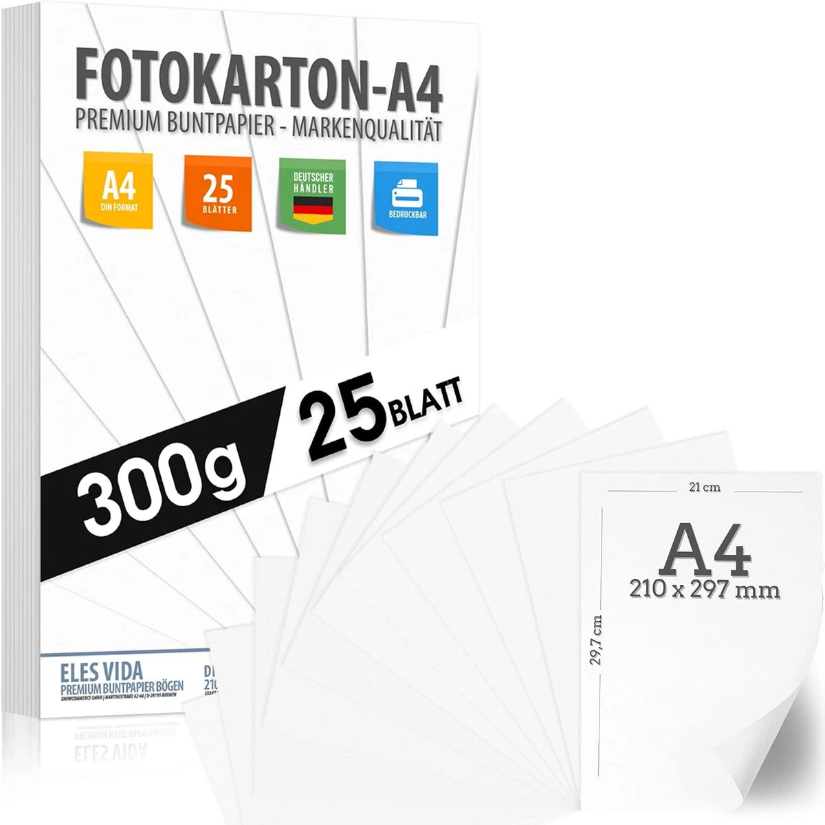 - Papier Blanc - 25 Feuilles A4 - 300 G/M² - Blanc Neige Clair - Mat - Idéal Pou