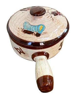 Vintage Fred Roberts Nasco Del Coronado Western Cowboy Bean Pot