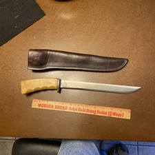 VINTAGE CUSTOM KNIFE Large Fixed Blade Skinning Filet Sty UNUSED 15” & Sheath