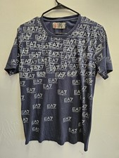 Emporio Armani EA7 Men's Blue Graphic Logo Cotton T-Shirt Sleeve XL Slim Fit