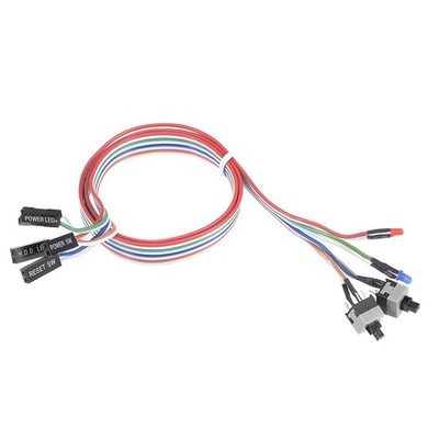 2 PIN Power Cable with 2 LED Red and Blue, 2 Switch for ATX Computer 55cm 2pcs