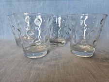 Set Of 4 Circleware Clear Dots Glass Juice Glasses Tumblers 4"  10oz
