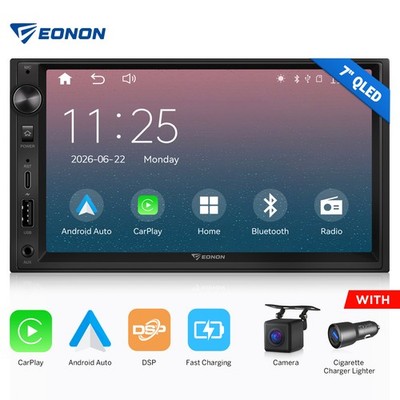 7'' QLED Doppel DIN Autoradio Radio mit Android Auto CarPlay Musikplayer DSP RDS