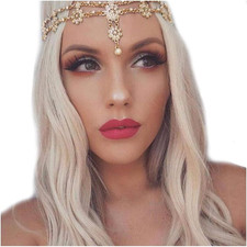 Wedding Headbands Chain Floral Head Jewelry Hair Pieces Crystal Pearl Head Chain