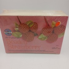 Walco BEADED STRAWBERRY Vtg Fruit Sequin Bead Christmas Ornament Kit New Sealed