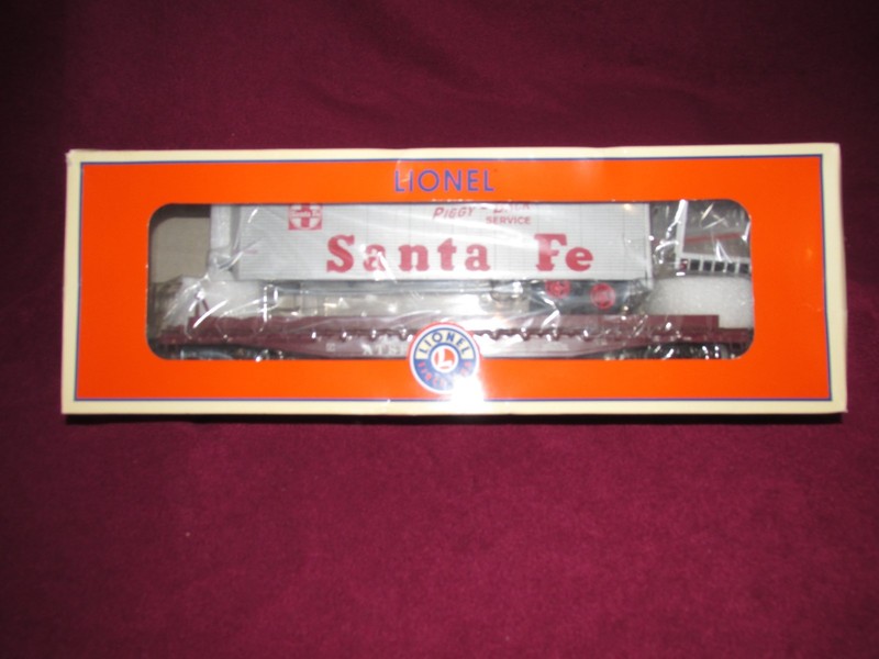 LIONEL 6-82840 SANTA FE ATSF PS-4 FLAT CAR WITH 40' TRAILER, O SEE DETAILS