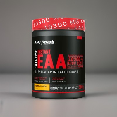 Body Attack EAA Pulver Ice Tea Peach 500g   BCAA Aminosäuren + Vitamin B6 Vegan
